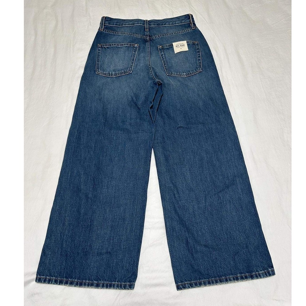 Outerknown Sea Jeans The Brook Wide Leg High Rise Blue Denim Womens Size 28 New - Picture 2 of 10